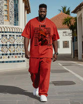 Big Boys June Festival Black History Red Bottom I'm Black English Printed Short Sleeve Pants Suit